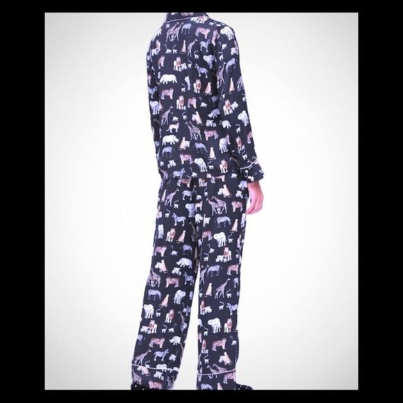 Banana Republic pjs in African animal prints/sz SM/ white piping EUC/button top - Picture 10 of 16